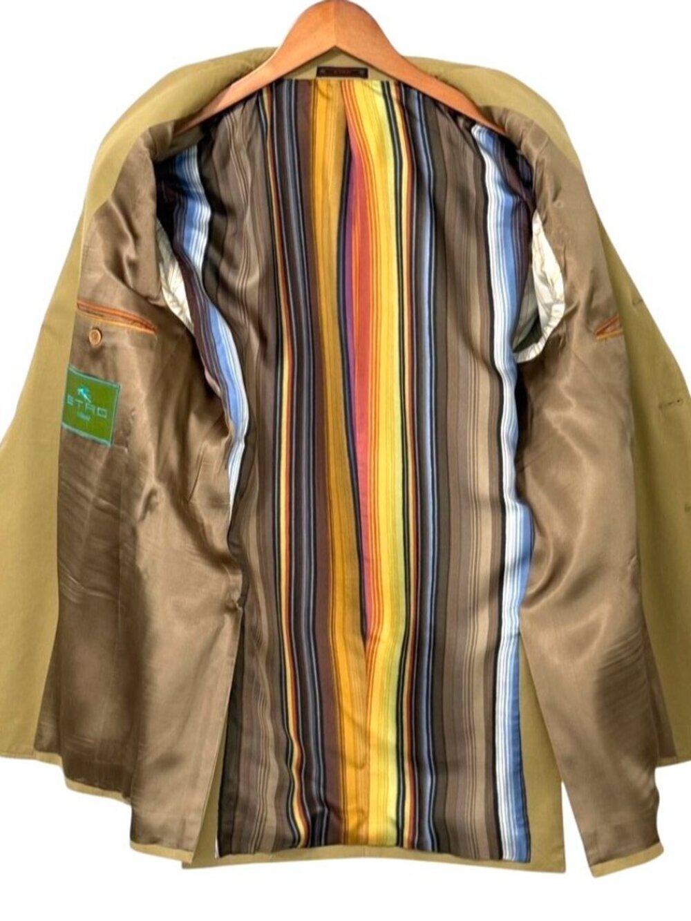 Etro Men's 100% Cotton Blazer Sport Coat Tan 3-Button Upscale Casual IT 54/US 44 - Picture 11 of 16